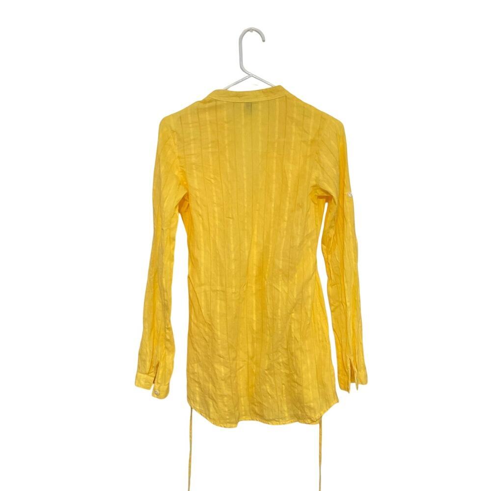 Y2K Style Fang Pintuck Blouse Tunic Button Front Tab Sleeves Size Small Cotton - Picture 3 of 8